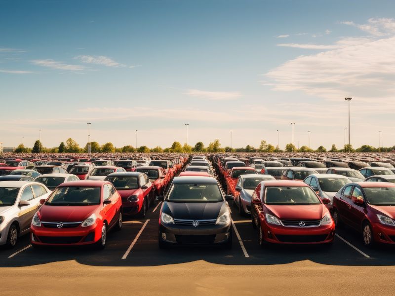 Neuwagen auf einem europäischen Händlerhof — Sinnbild für paneuropäische Marktanalysen